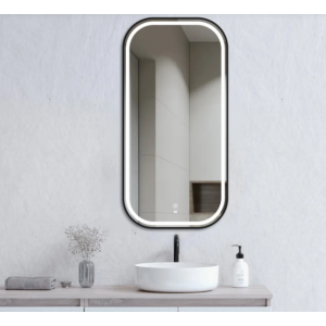 SY Round Corner Rectangle Led Mirror With Matte Black Framed 900*750